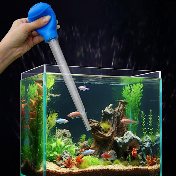 Akvarium Sugkopp Avföringsbytare Vattenbytare Mini Manuell Rengöring Sugare Vatten Fisk W8e1 Black One size