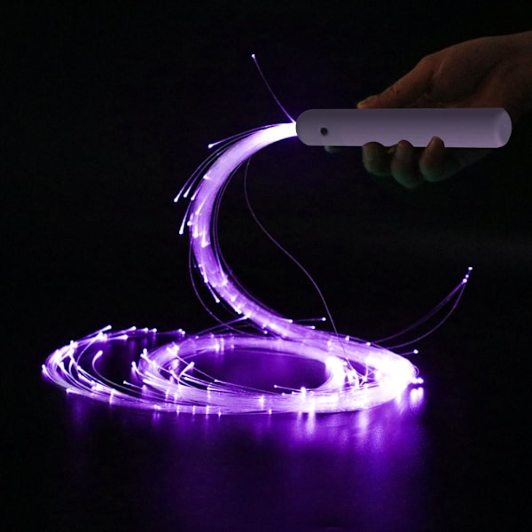 RGB LED Fiber Optic Whip-360° Vridbar Ljusstark Flow Toy Rave Hot Y7 Macaron purple handle one size