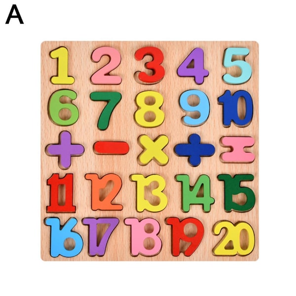 Träpussel Barn Pedagogisk Lärleksak Djurblock Gåva B6 I9M T6Q5 number onesize