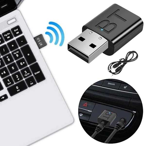USB Bluetooth 5.0 Sändare Mottagare, Mini Ljudadapter, USB Bluetooth Bil 5.0 Mottagare Sändare Bluetooth