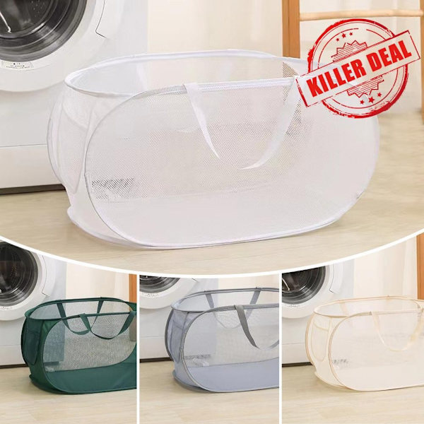 Transparent Mesh Tvättkorg Bärbar Smutsig Leksaksförvaringskorg Tvättkorg Ihålig F7c6 grey 1set