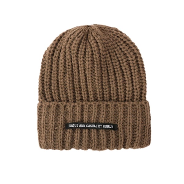 Stickad Ullmössa Trendig Och Mångsidig Stor Huvud Ull Varm Omkrets Kall Mössa Stickad L2A7 khaki One size