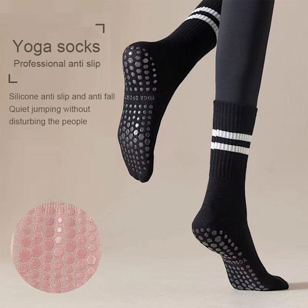 Halkfria Snabbtorkande Strumpor Professionella Halkfria Yogastrumpor Hög Elasticitet Damhoppningsstrumpor black 35-43EU