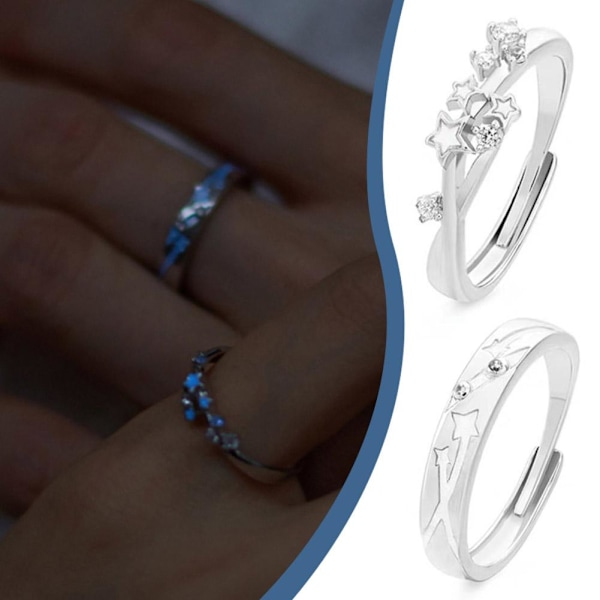 Ringar Stjärnklar Natt Par Nattlysande Ringar Eleganta Utsökta Ringar~ B8W4 J8 B3J6 2 pcs One size