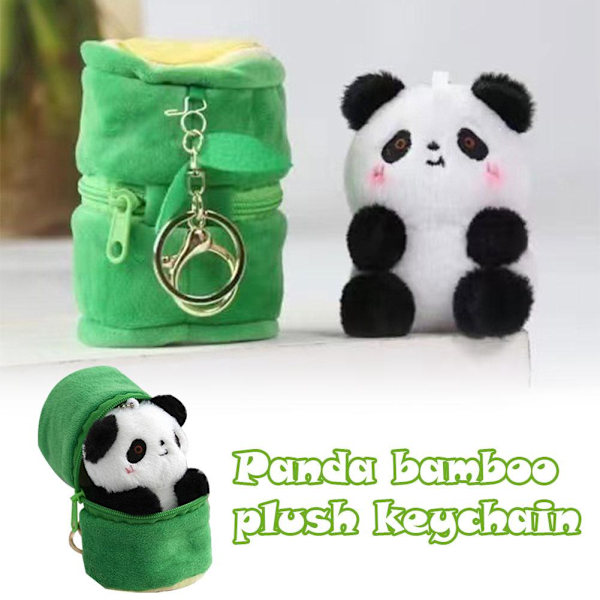 Söta Nyckelringar Plysch Panda Docka Nyckelringar Med Bambu Kreativ Plysch Nyckelring T3V7