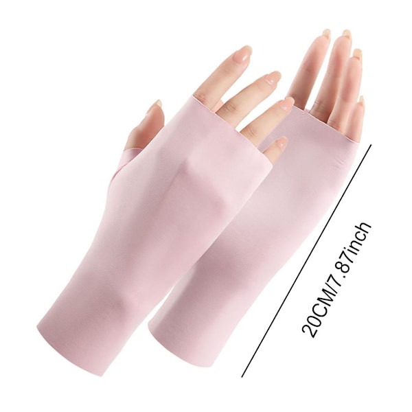 Fingerlösa damhandskar för solskydd, sommarhandskar, UV-skyddshandskar, svala handskar i is-silke för utflykter beige one size