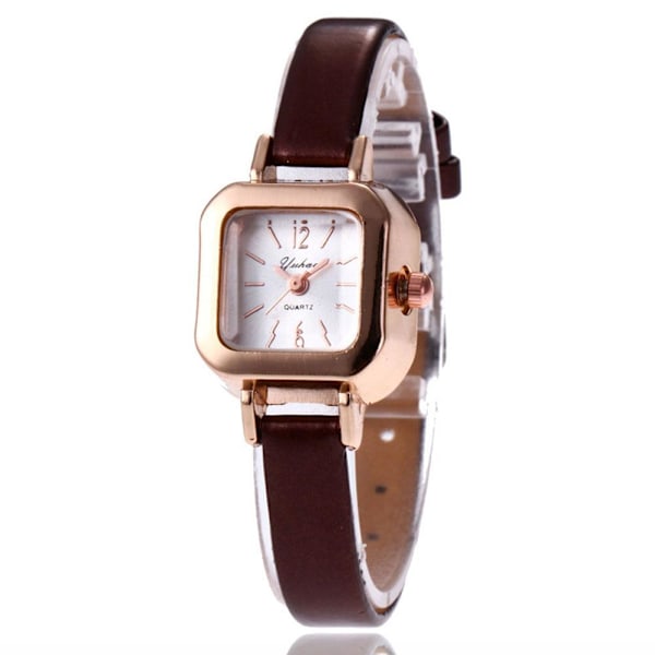 Ny Modeklocka Koreansk Version Retro Quartz Klocka Tunt Band Liten Fyrkantig Klocka Brown One size