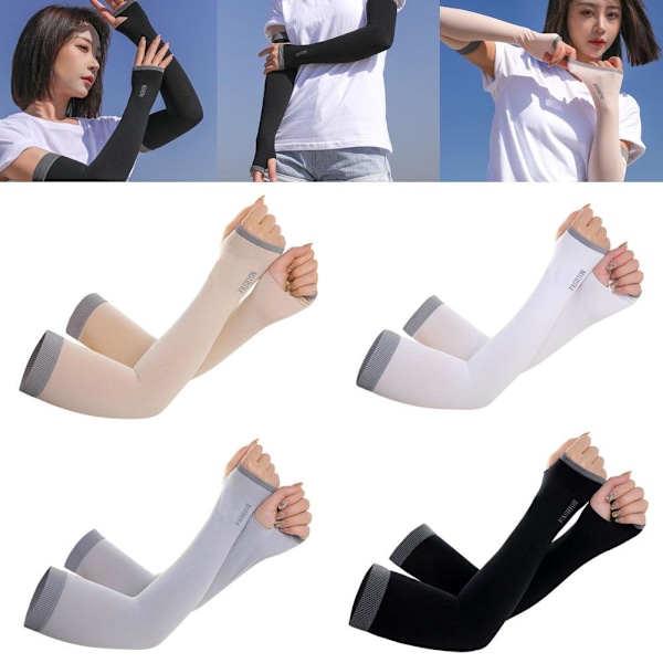 1 par UV-skydd Kylande Arm Sleeves Halkfria Is Silke Armskydd för. grey 1size
