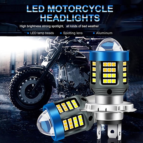 LED Motorcykelstrålkastare H4 BA20D P15D Vit/Gul Ultra Hög Ljusstyrka ◆ C4Y5 White H4 One size