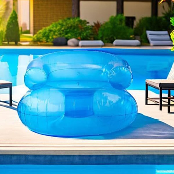 Uppblåsbar Poolsoffa AirSeat Strandpool Spelsäte PVC Strand Sol A5 Blue Child
