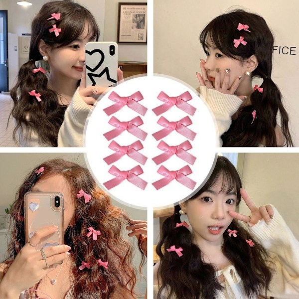 8 st Mini Rosett Söt Silkeslen Band Fjärilsrosett γ> η◇ M8B3 pink 8PCS
