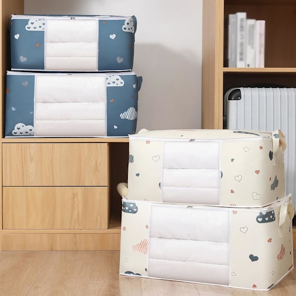 1 X Förvaringsväska för Kläder Stor Kapacitet Organizer för Täcken Filt Säng Q2U7 white M 1pcs