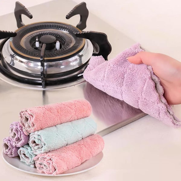 5x Kök Rengöring Vattenabsorberande Disktrasor Dubbelsidig Disk UK green gray 15*25cm 5pcs