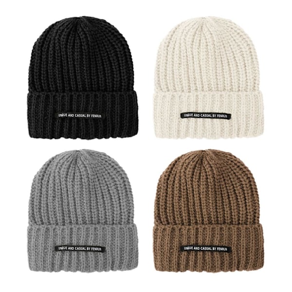 Stickad Ullmössa Trendig Och Mångsidig Stor Huvud Ull Varm Omkrets Kall Mössa Stickad L2A7 khaki One size