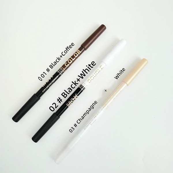 2-i-1 Eyelinerpenna Vattentät Mjuk Långvarig Dubbelanvändning Svart Eyeliner black+white 1.1g