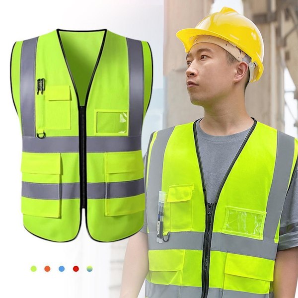 1 st Reflexväst HÖG SYNLIGHET ARBETE VÄST SÄKERHET REFLEKTERANDE I1T2 Fluorescent yellow Mesh fabric