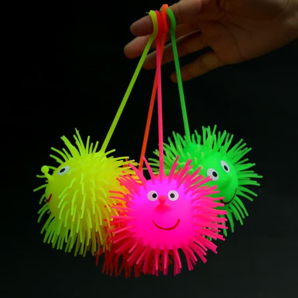 Lysande igelkott Pom-Pom Flicker Ball, 50g Barnleksak, Studsande Leksak