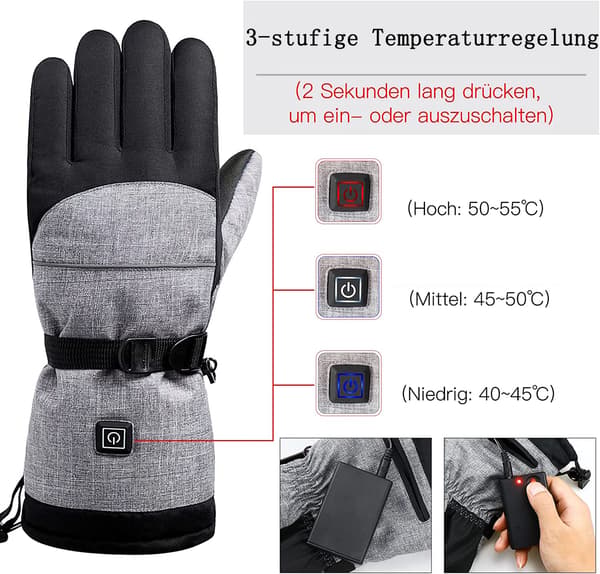 Smarte varmehandsker--handsker + et par (batteriboks)--L