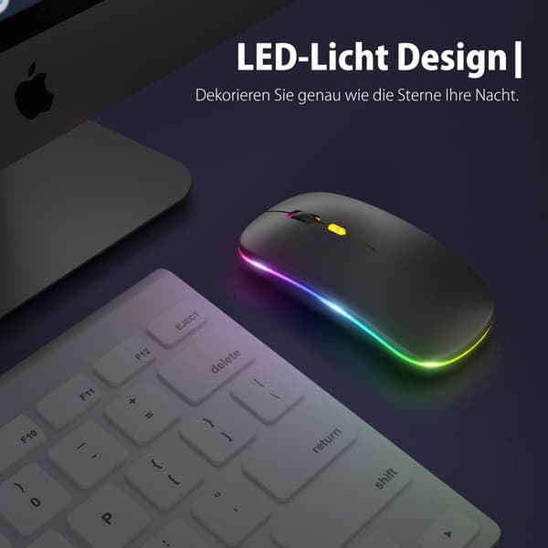 Bluetooth dual-mode trådløs mus opladning lydløs lysende mus - dual-mode Bluetooth lysende - sort