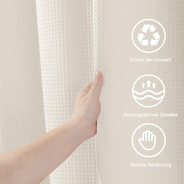 Vaffel badeforhæng-beige-180cm*200cm