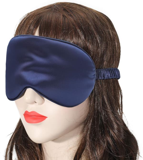 Ögonmask i imitationssilke - blå + silver - (beställningslapp)