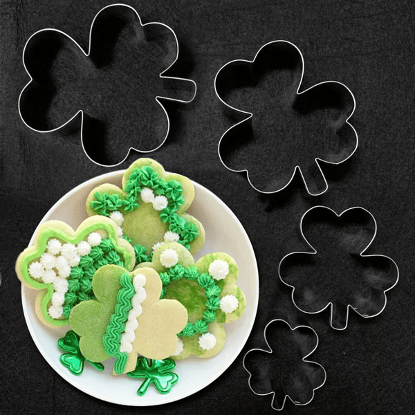 4 stk. Shamrock kageudstikker i rustfrit stål