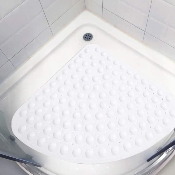 Vit 54*54cm--Stor solfjäderformad duschgolvmatta badrum halkfri matta