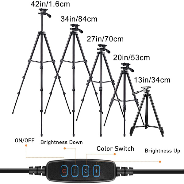 16 cm dæmpbar ringlampe + beslag + Bluetooth-controller + mobiltelefonholder