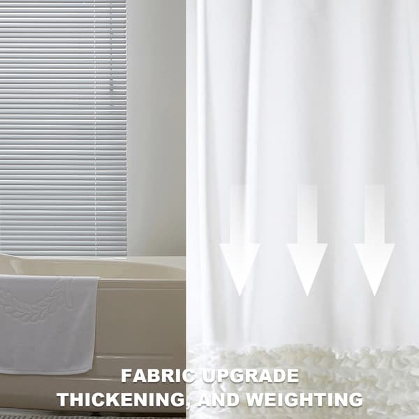 Vit spets polyester duschdraperi-bredd 150*höjd 180 plus metallspänne