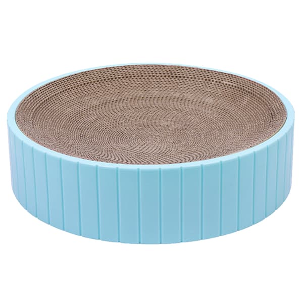 Skålformad kattsäng klösbräda-liten blå 31*31*6cm