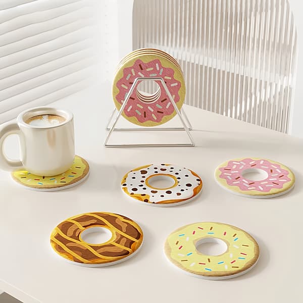 Donutformet bordskåner af kiselgur til kontorservice, tekopper, vandglas, absorberende opbevaring og varmeisolering.