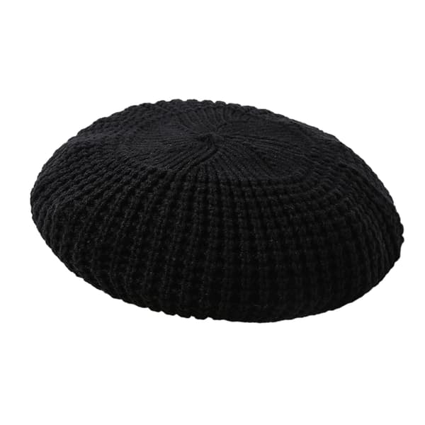 Färgglad stickad basker-svart-M (56-58cm)