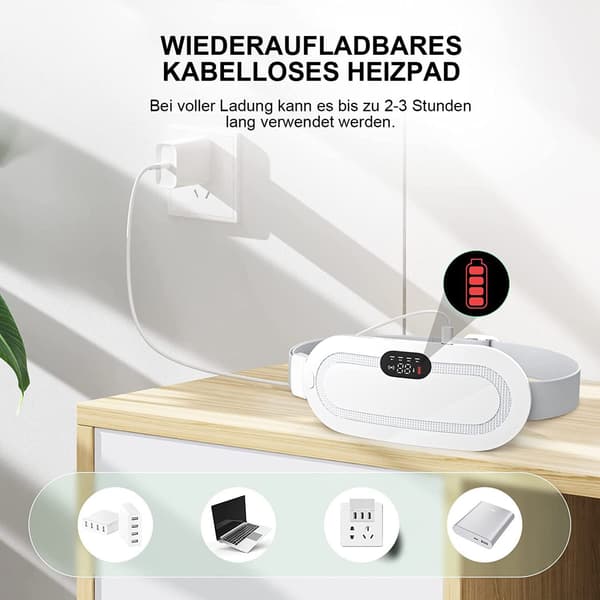 Uppladdningsbart varmkompress livmodervärmebälte - Engelsk version vit topp- och bottenlåda presentförpackning