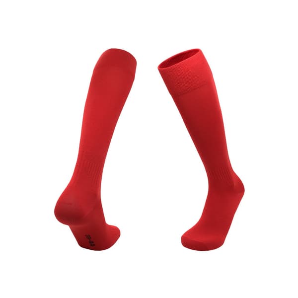 Tynde ensfarvede fodboldstrømper til voksne til efterår og vinter, svedabsorberende og åndbare hvide lange strømper til mænd red M (suitable for shoe size 34-38)