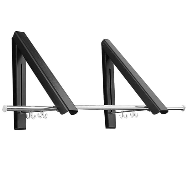 Sort dobbelt 80 cm vandret stang foldbart tørrestativ - uden boring