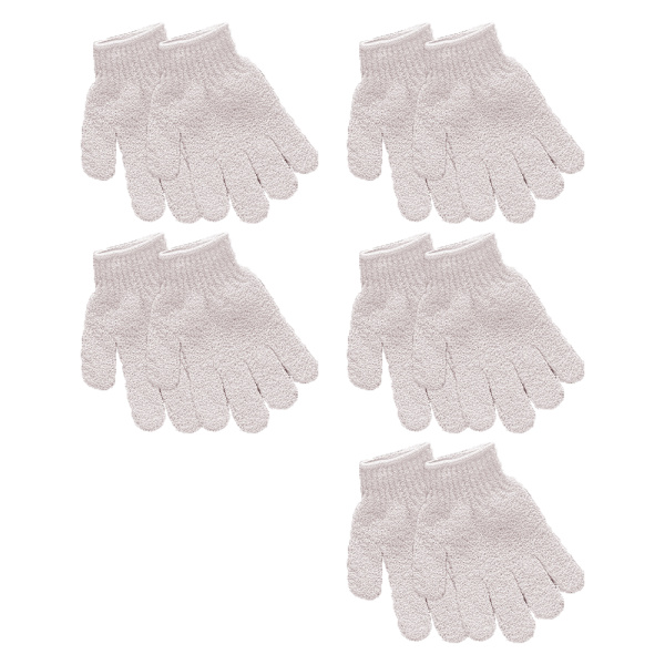 5 par badehåndklehansker - hvit