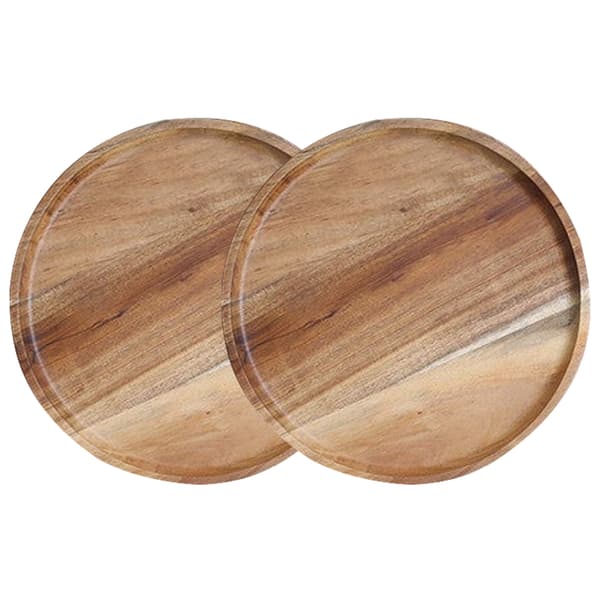 2 st middagstallrikar i trä - diameter 25 cm