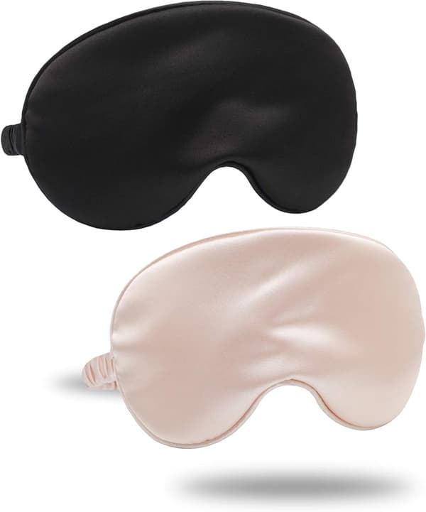 2-pack ögonmask i imitationssilke - svart + rosa
