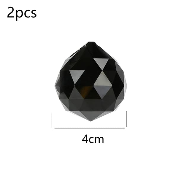 2 STK farvede krystalkuglelys - 40 mm helt sort