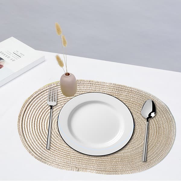 4 ovale bomullsdekebrikker - oval bomull 50*35cm melkekaffe