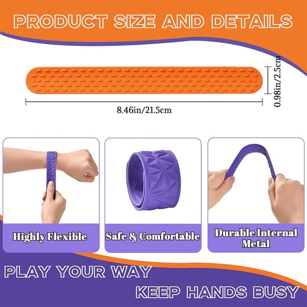 Slap Bracelet Fidget Sensoriska Leksaker, 6-pack Sensoriska Leksaker för Barn med Autism