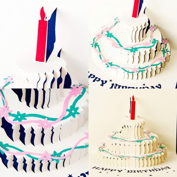 Bursdagsmusikkake 3D-kort - Musikkfarget kake - Blå