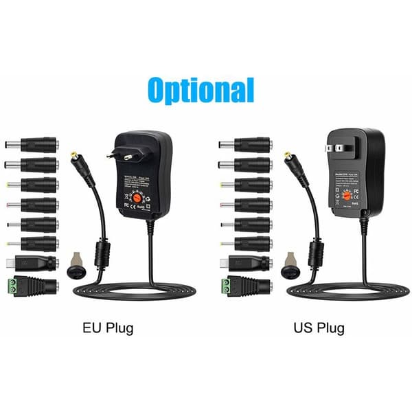 30W justerbar strømoplader - 8 porte - EU