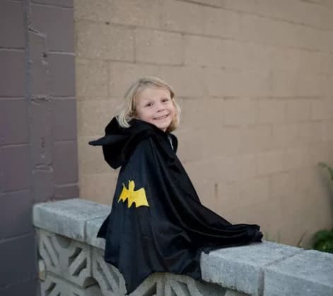 Flaggermuskappe/-kappe til barn til Halloween – Superhelt-kostyme (lengde: 70 cm)