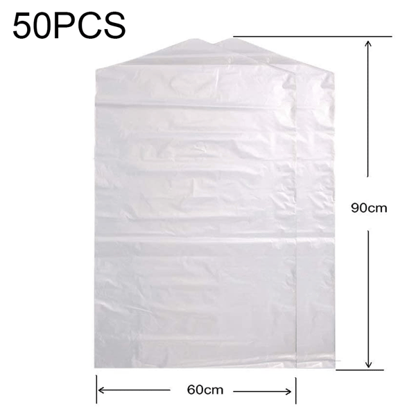 50 kpl läpinäkyvä vaatepölysuoja - 2,2 silkkiä - 60*90cm