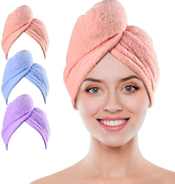 3 st - ljusrosa [1-pack] + blå + lila [2-pack] - mössa för torrt hår