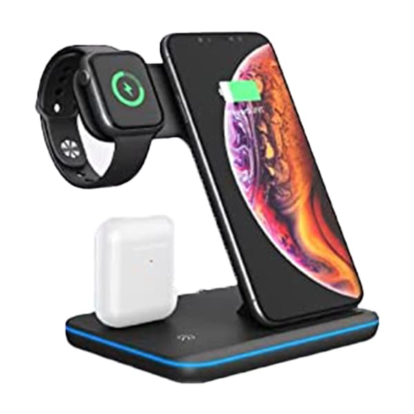 Trådløs lader - Svart dobbeltsidig Apple-hode