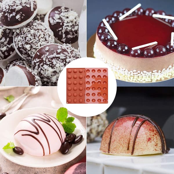 2st 24 3D halvcirkelformad chokladform - tegelröd