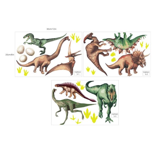 Pimeässä hohtava dinosaurusseinätarra