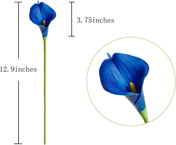 20 stk. simulerte Calla Liljer – Kongeblå